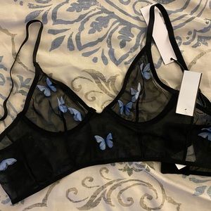Mesh bralette with blue butterflies!
